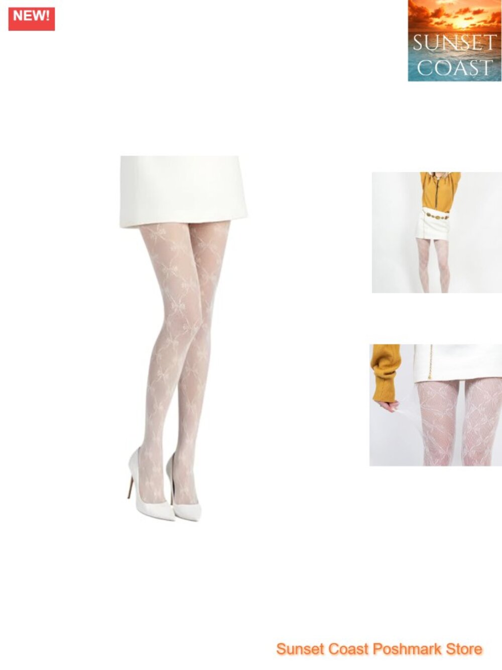 Women's Sheer Lace Bow Tights Stretchable Patterned Hosiery